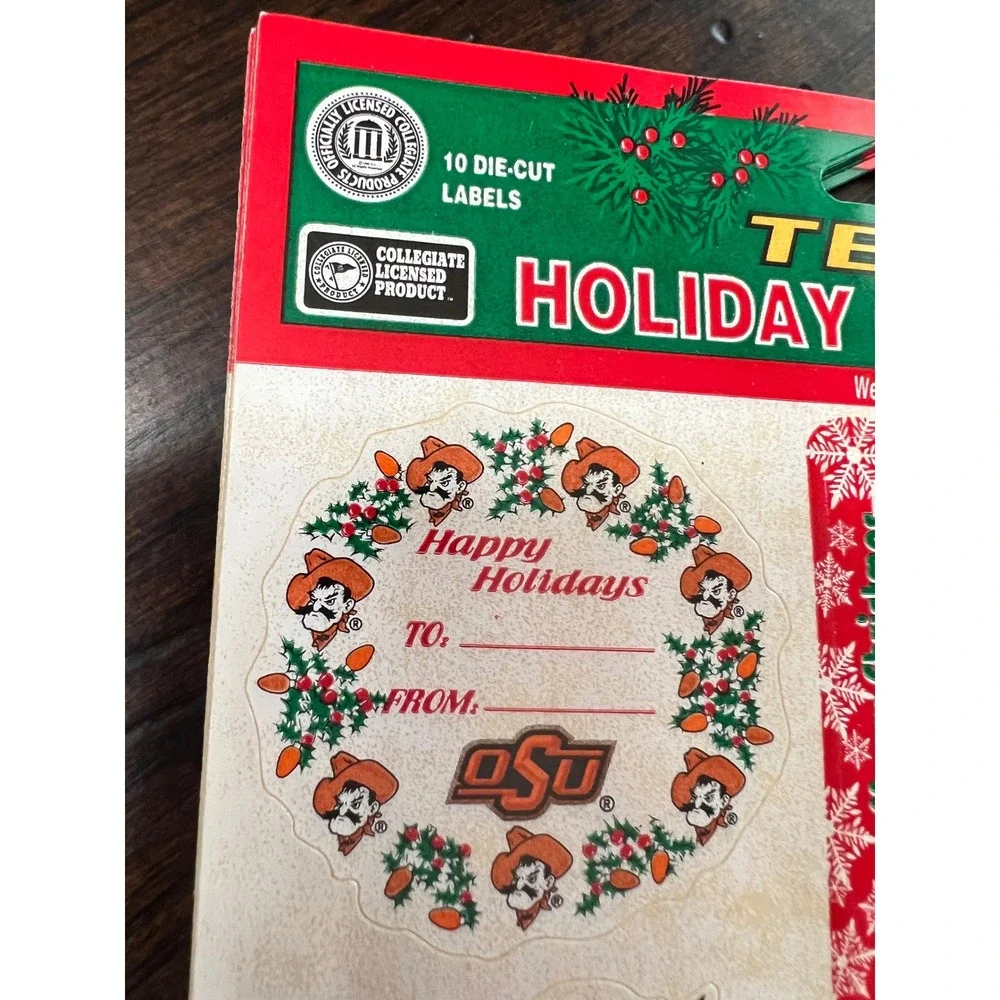 Oklahoma State‎ University OSU Christmas Gift Labels Orange Holiday 240 Vintage